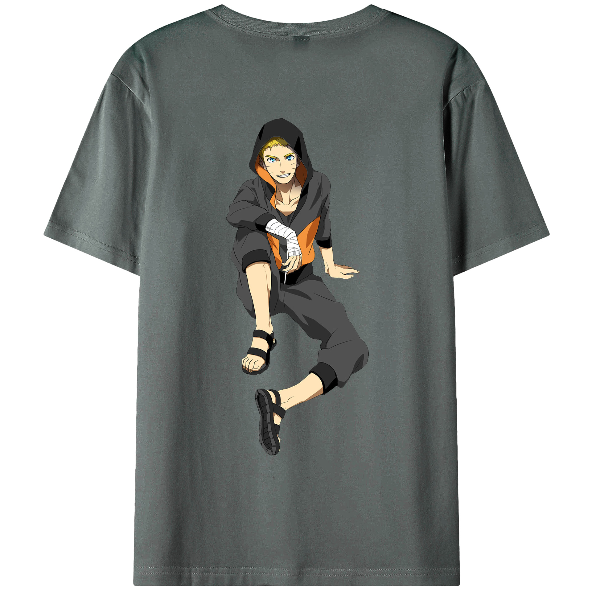 （画像用） NARUTO -ナルト- うずまき ナルト Uzumaki Naruto 綿100％ メンズ半袖Tシャツ（バックプリント） 通気性